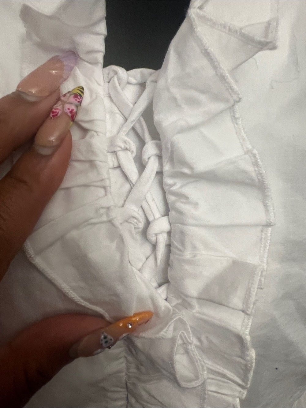Trina Turk White Blouse with Black Trim - Picture 3 of 9